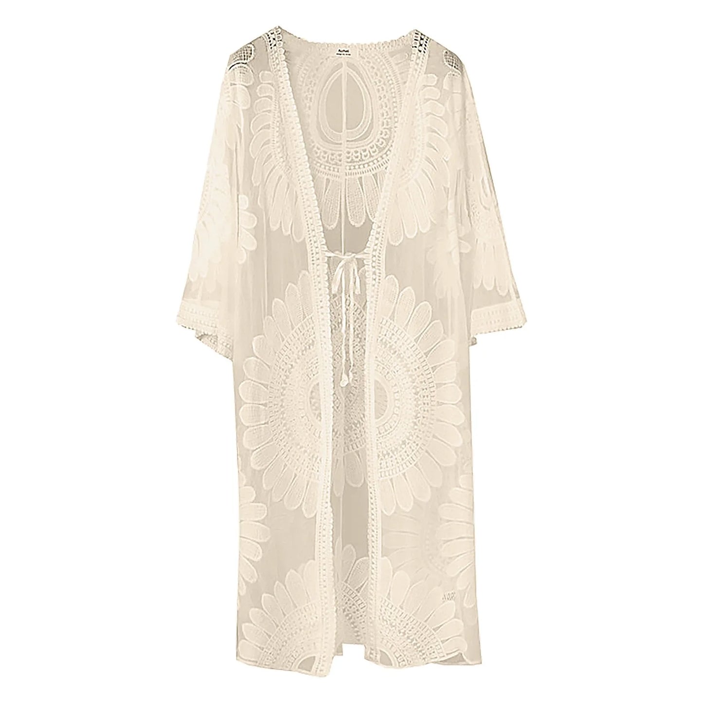Intims - Kimono de plage en Dentelle Florale à nouer pour Femmes - 74531FR