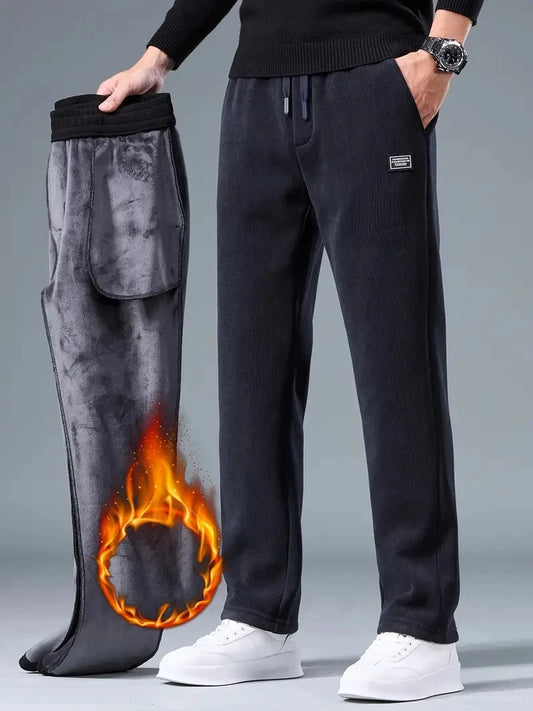 Pantalon Casual Ample en Velours Côtelé & Doublure Polaire - Homme