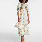 Intims - Robe Longue à Col Rond et Manches Courtes Bouffantes à imprimé estival - 97531FR