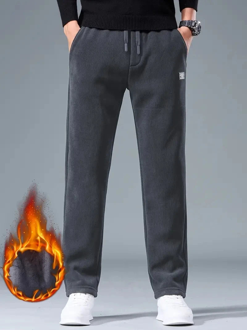 Pantalon Casual Ample en Velours Côtelé & Doublure Polaire - Homme