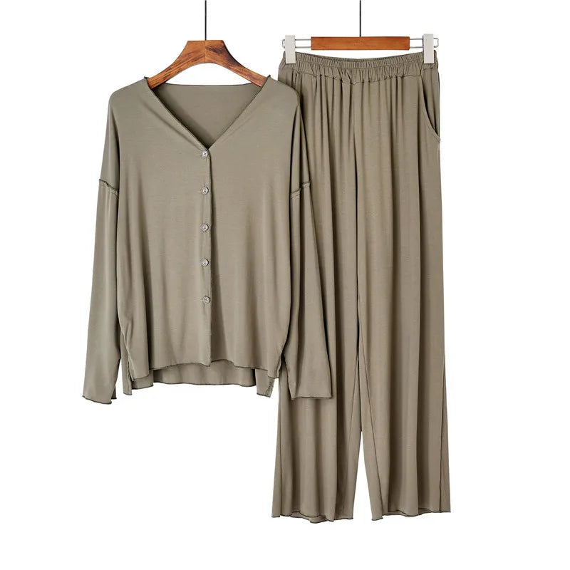 Intims - Pyjama en Coton Ultra-Doux Manches Longues & Pantalon pour Femme - 10002FR