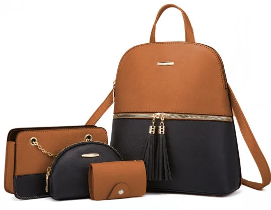 Ensemble de Sacs à dos, Sac à main, Portefeuille et Trousse en Cuir PU