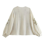 Intims - Chemisier Vintage à Manches Longues avec Broderies pour Femme - 75319FR
