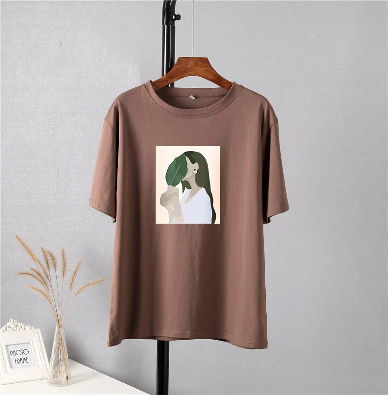 T-shirt en Coton ample à imprimé Femme tropical