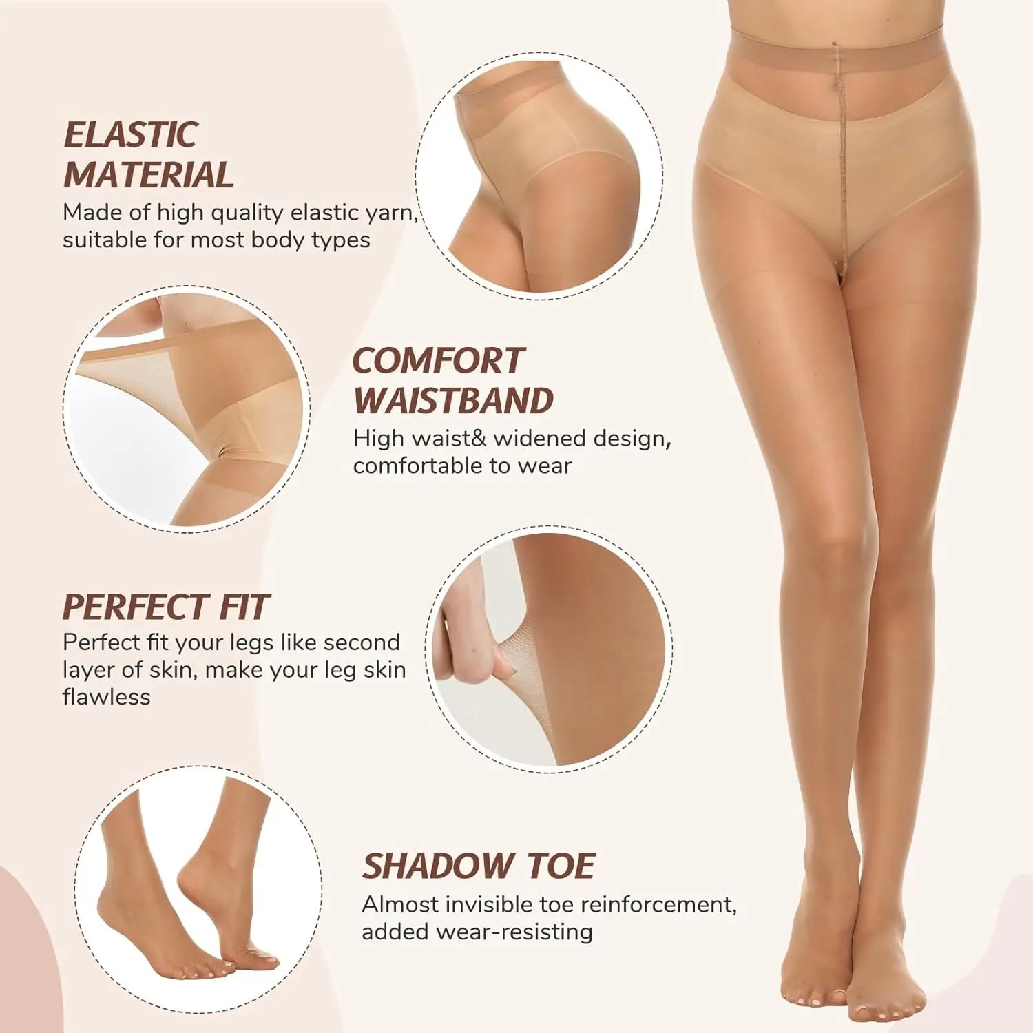 Lot de 3 Collants 20D Shapers Anti-Déchirures