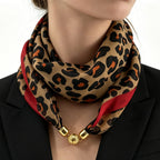 Foulard en Mousseline à Motifs Léopard Femme 60CM– Fermeture à Boucle Magnétique
