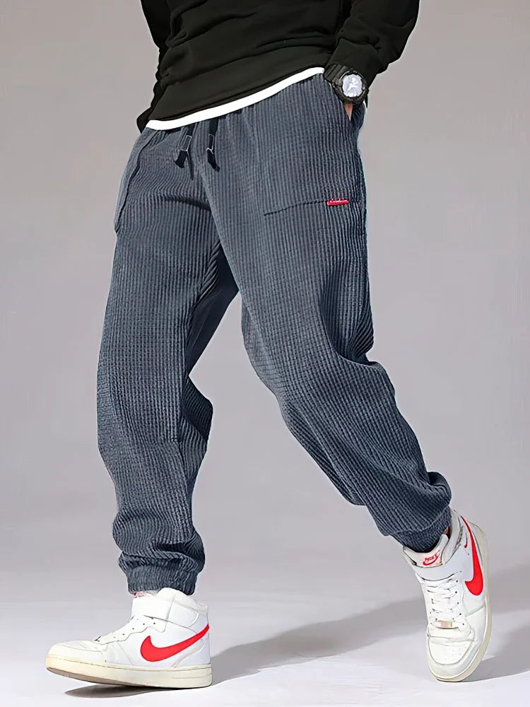 Pantalon de Jogging en Velour Côtelé Doublure Polaire Homme