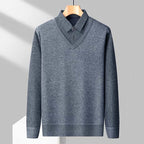 Pull 2 en 1 avec Chemise à Rayures Doublure Polaire