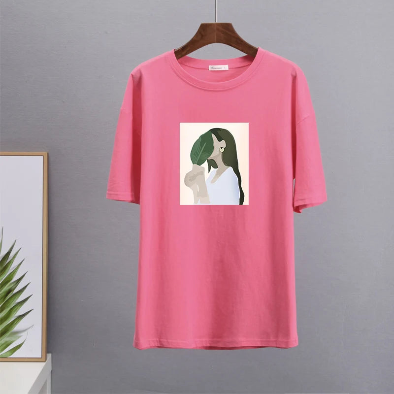 T-shirt en Coton ample à imprimé Femme tropical