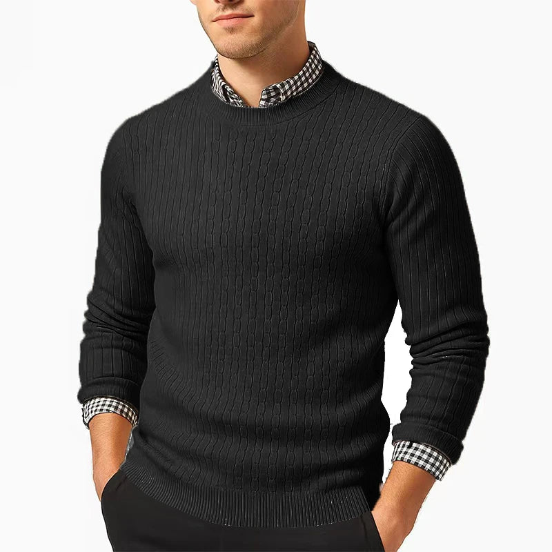 Pull à Torsades en Maille Chaude - Homme