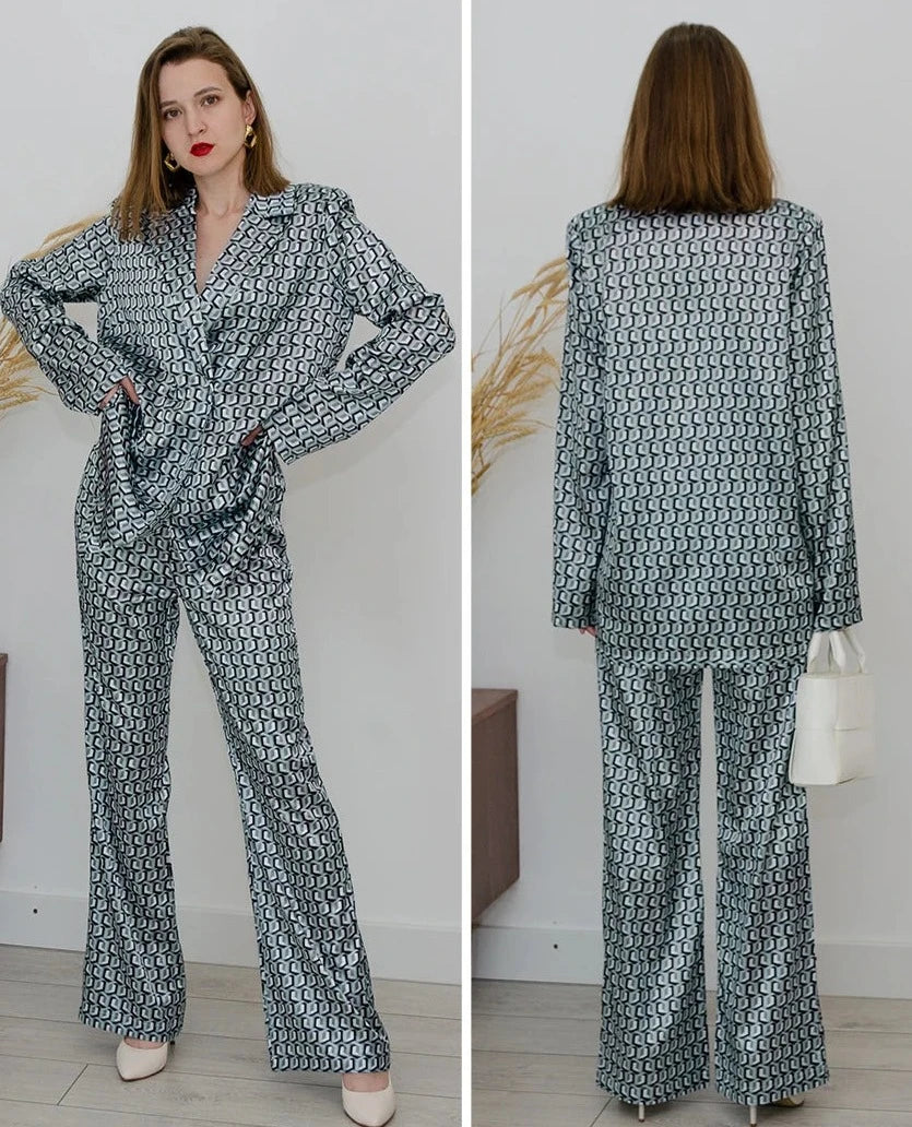 Intims - Ensemble effet Satin Blazer & Pantalon ample -31963FR