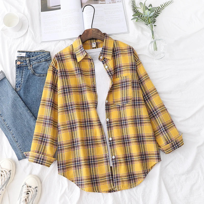 Chemise en Flanelle à Carreaux pour Femme - 13 Couleurs