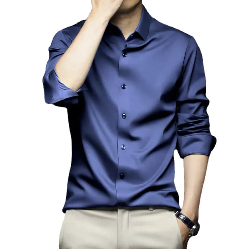 Chemise en Satin pour Homme S-6XL - 12 Couleurs