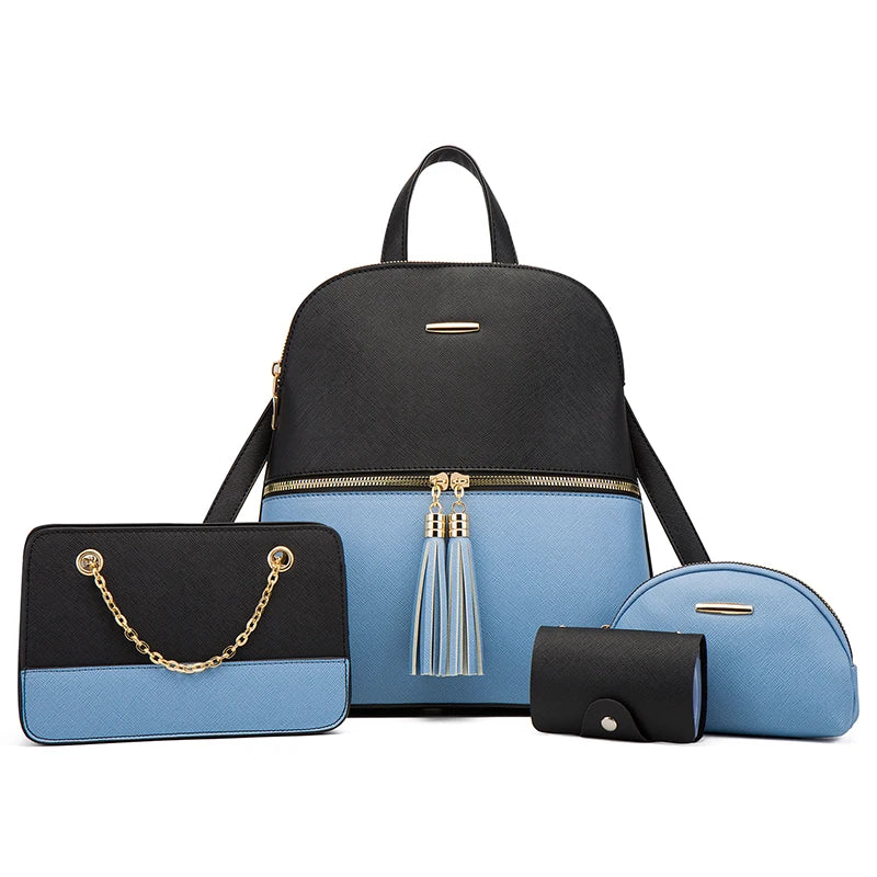 Ensemble de Sacs à dos, Sac à main, Portefeuille et Trousse en Cuir PU