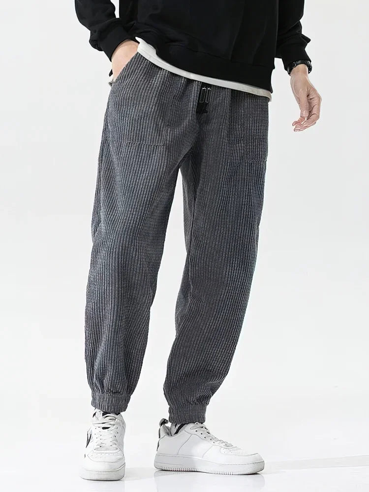 Pantalon de Jogging en Velour Côtelé Doublure Polaire Homme