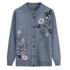 Cardigan à Col Rond avec Motif Florale