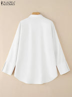 Chemise Oversize à Col & Manches Rabattus - Femme