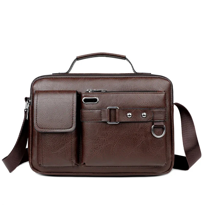 PU Leather Multi-Pocket Shoulder Bag
