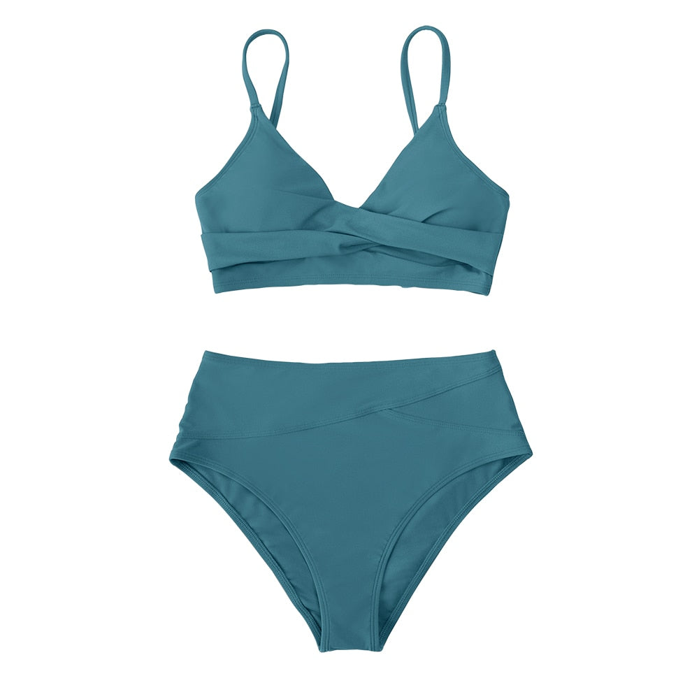 Bikini à taille haute avec bralette torsadée
