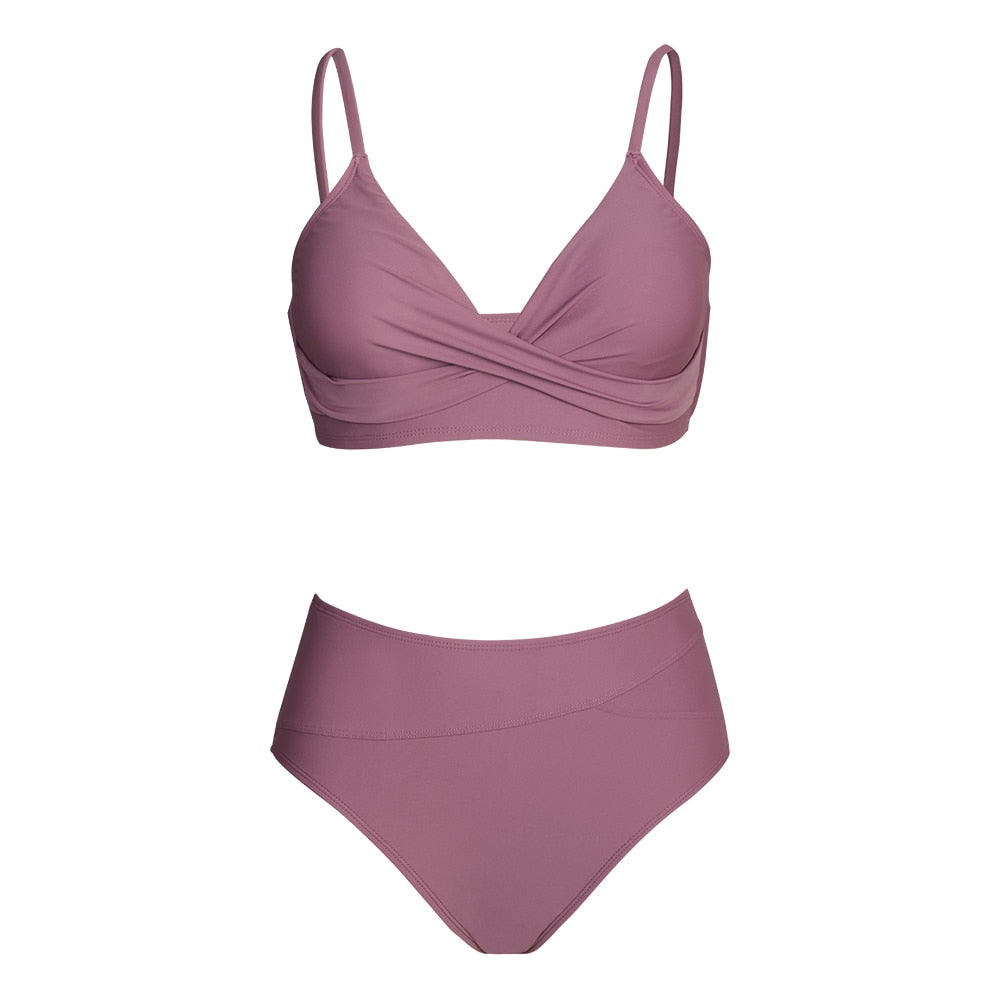Bikini à taille haute avec bralette torsadée