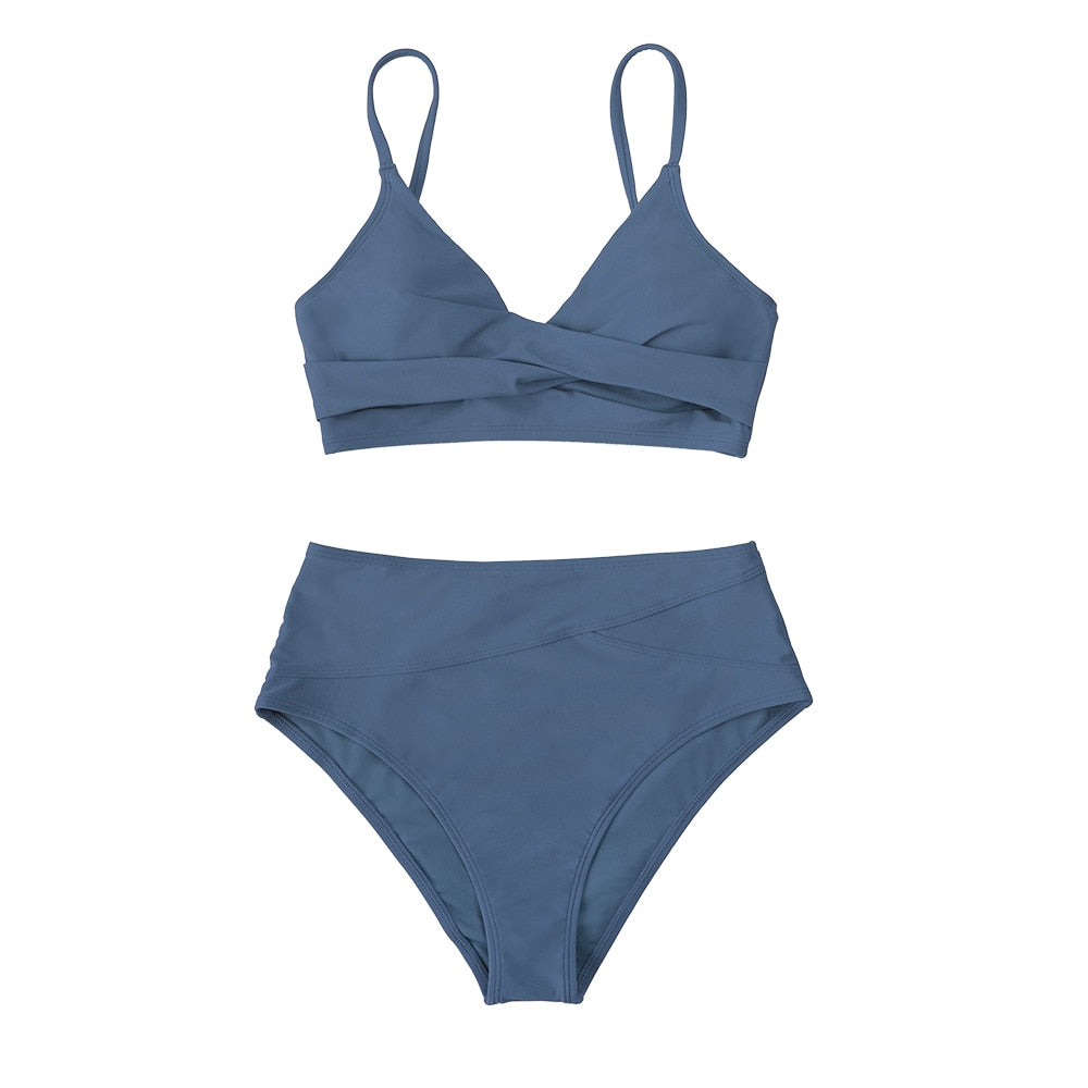 Bikini à taille haute avec bralette torsadée