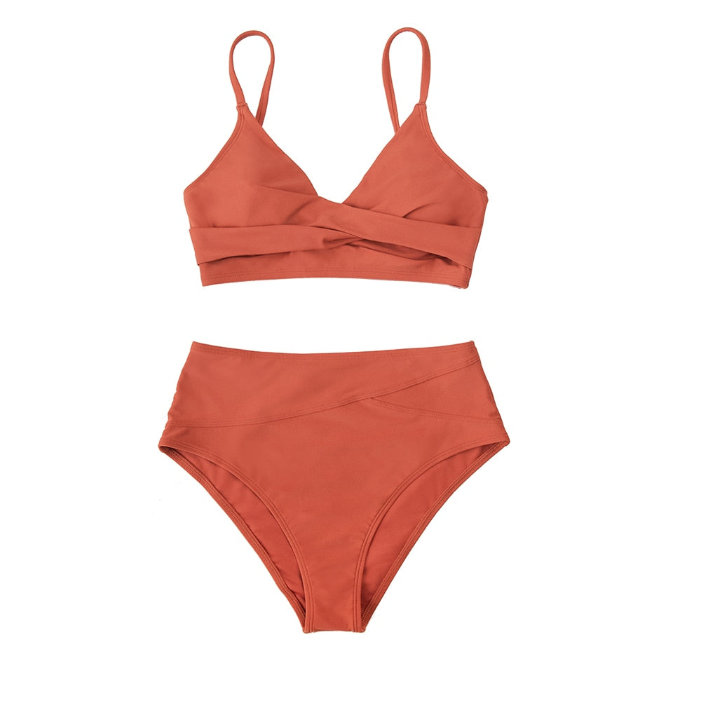 Bikini à taille haute avec bralette torsadée