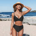 High-waisted bikini with twist bralette