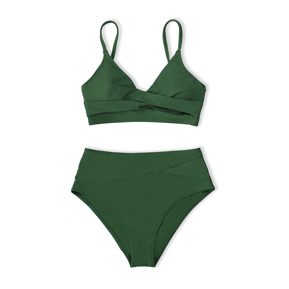 Bikini à taille haute avec bralette torsadée