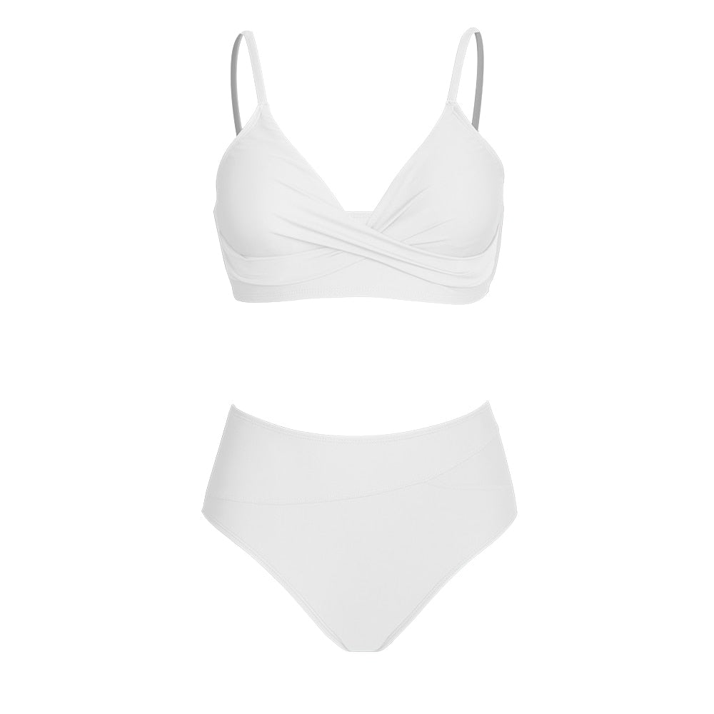 Bikini à taille haute avec bralette torsadée