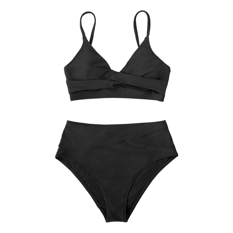 High-waisted bikini with twist bralette