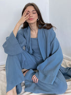 Intims - Ensemble Peignoir & Pantalon en Gaze de Coton - 58476FR