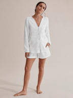 Intims - Pyjama Chemise & Short en Gaze de Coton Blanc