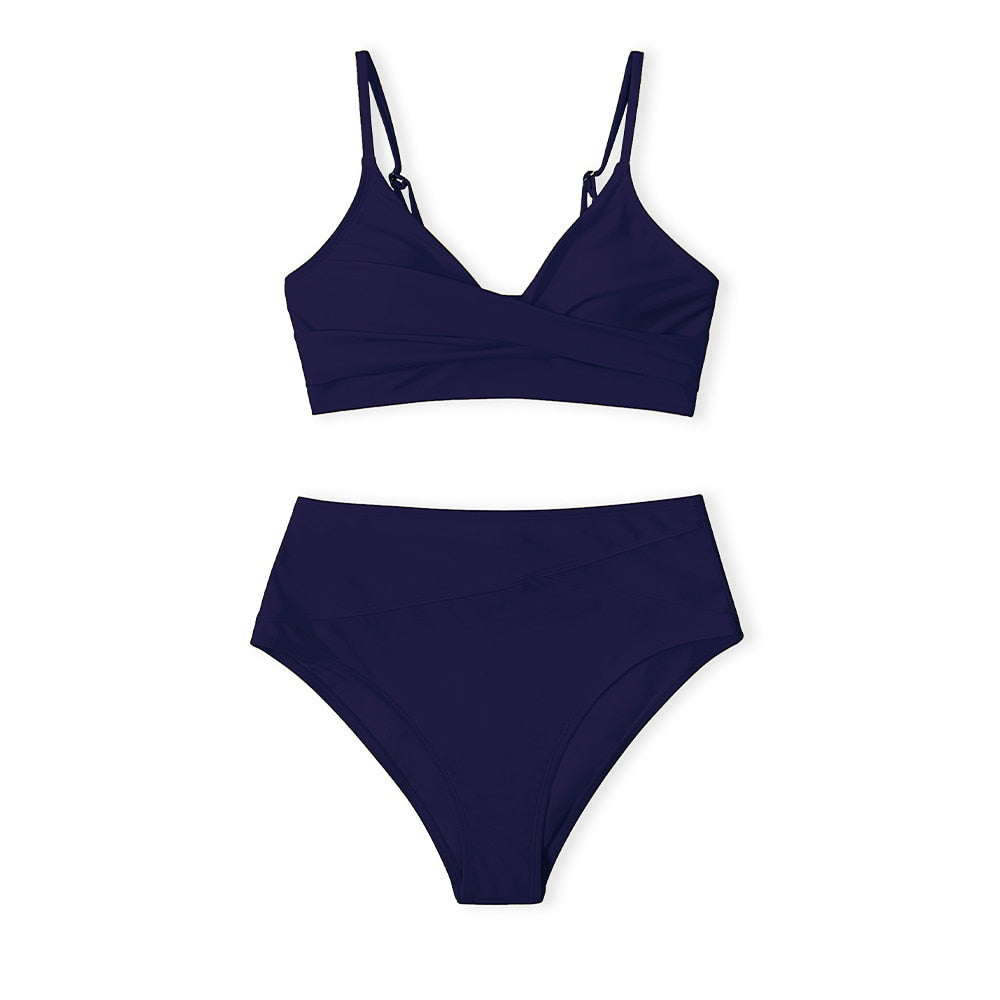 Bikini à taille haute avec bralette torsadée