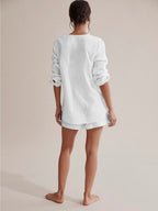 Intims - Pyjama Chemise & Short en Gaze de Coton Blanc