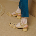 Intims - Sandales Gladiateur à Talons en Daim pour Femmes - Vert/Beige - 97531FR