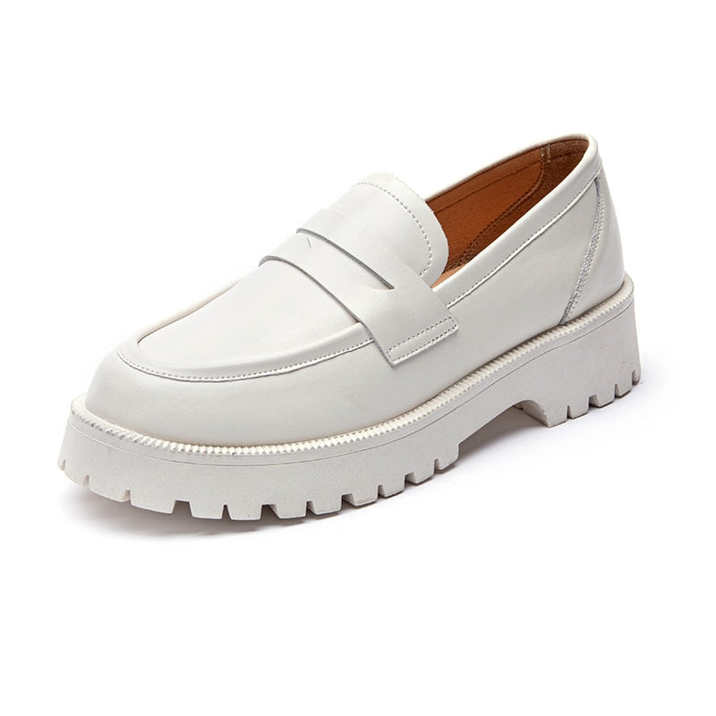 Casual loafers with thick soles - Genuine leather