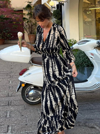Robe longue Noir & Blanche à dos nu