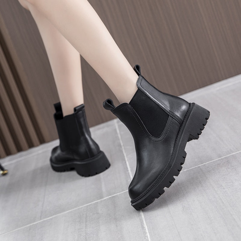 Bottines Chelsea rétro en cuir