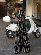 Robe longue Noir & Blanche à dos nu