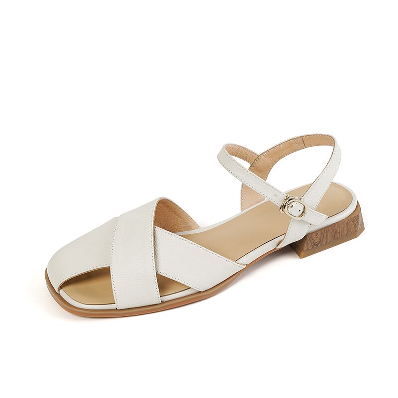 Grained leather business sandals