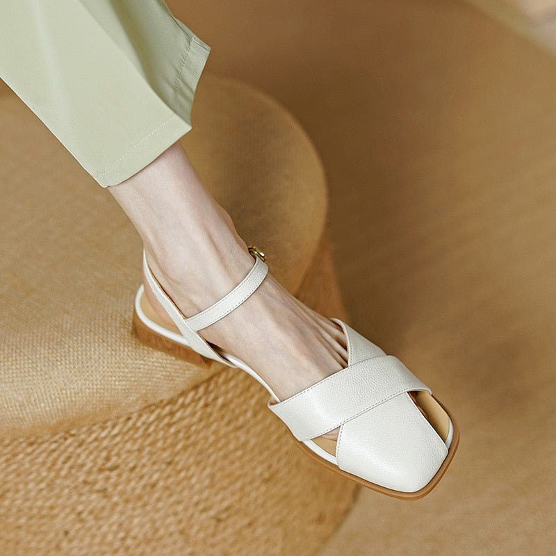 Grained leather business sandals