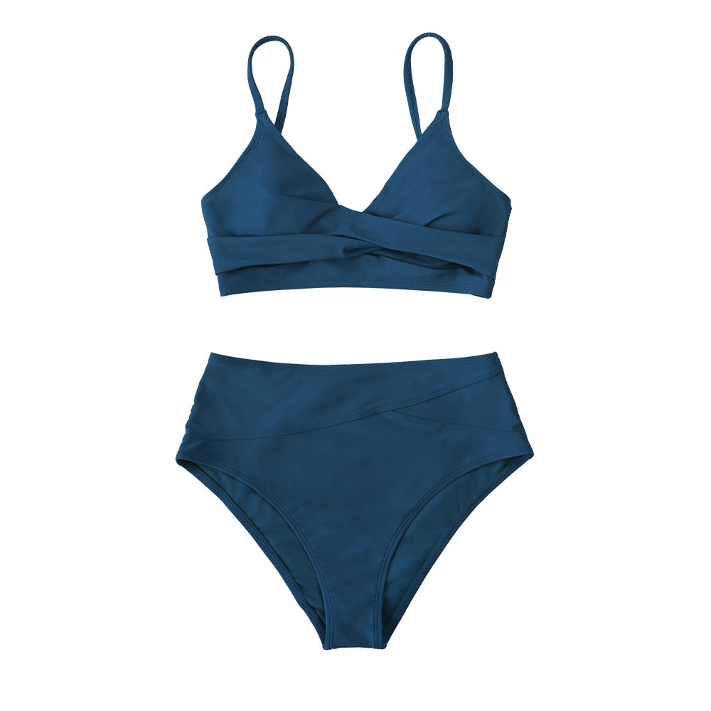 Bikini à taille haute avec bralette torsadée