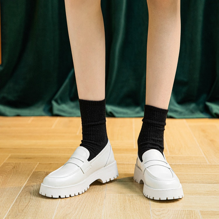 Mocassins décontractés à semelles épaisses - Cuir véritable
