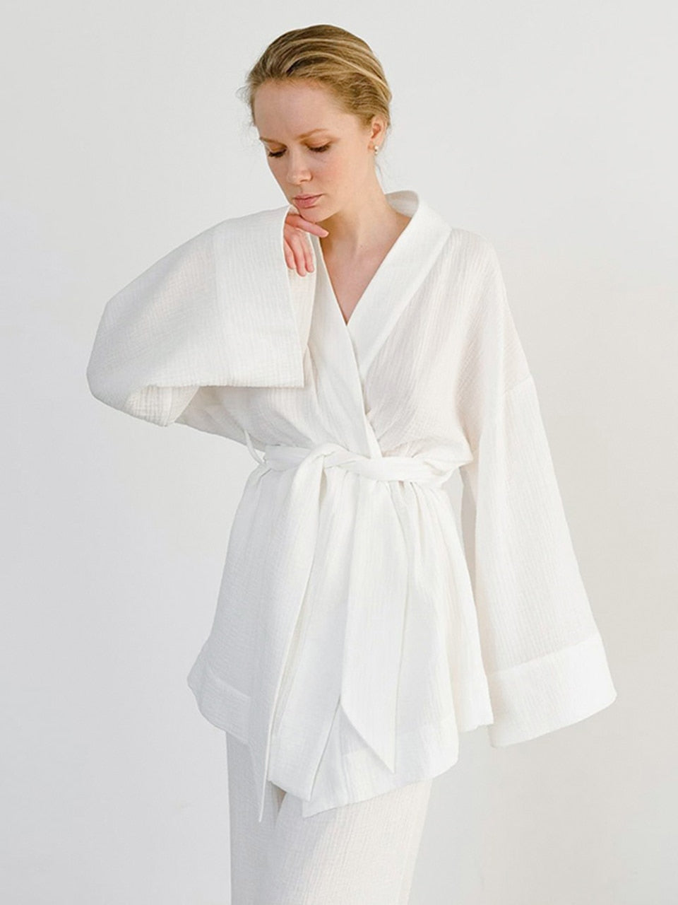 Intims - Ensemble Peignoir & Pantalon en Gaze de Coton - 58476FR
