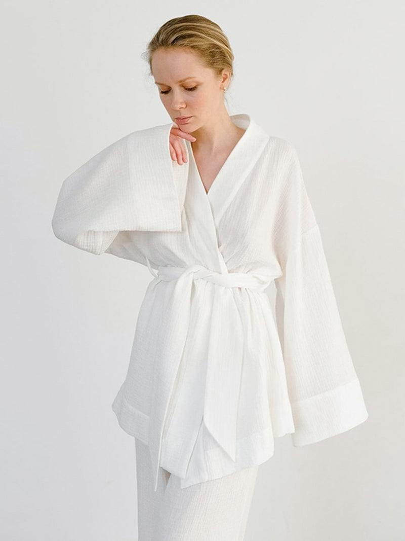 Intims - Cotton Gauze Bathrobe & Trousers Set