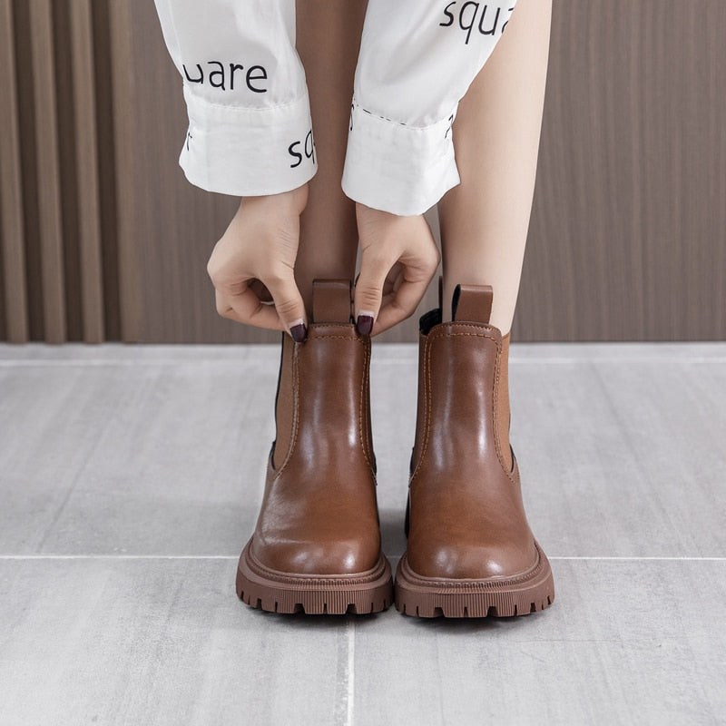 Bottines Chelsea rétro en cuir