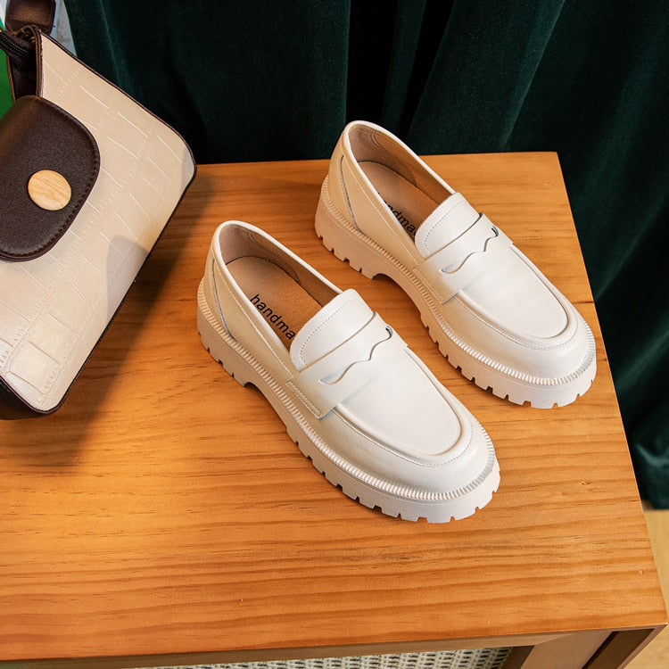 Mocassins décontractés à semelles épaisses - Cuir véritable