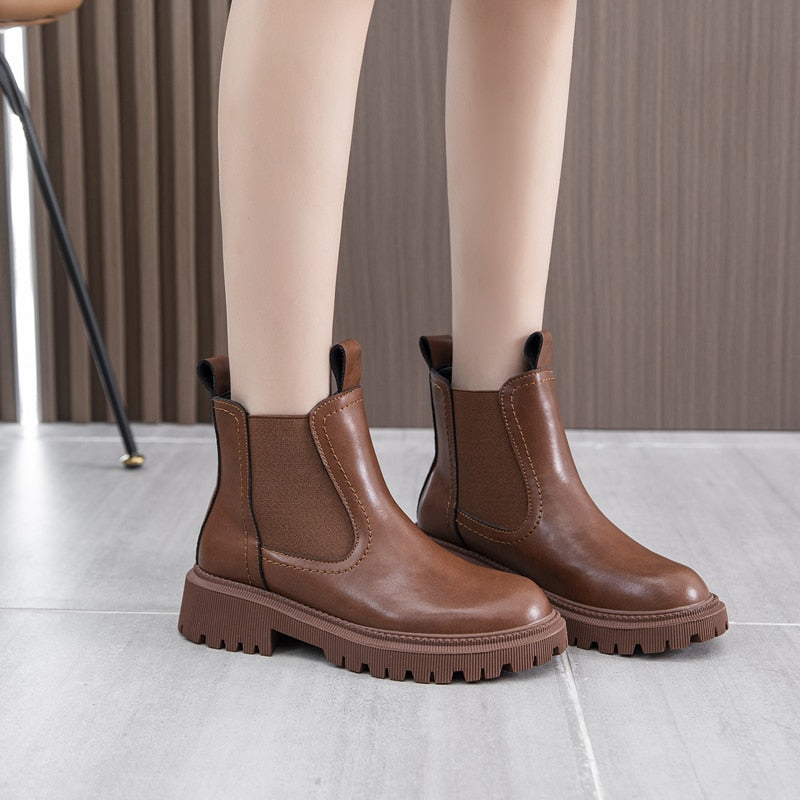 Bottines Chelsea rétro en cuir