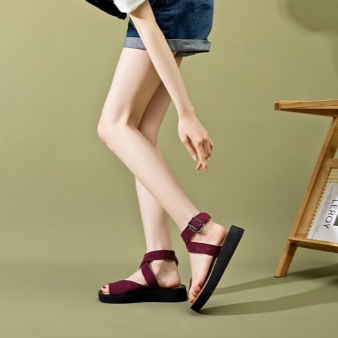 Summer wedge sandals in Suede