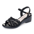 Mesh wedge sandals - Leather